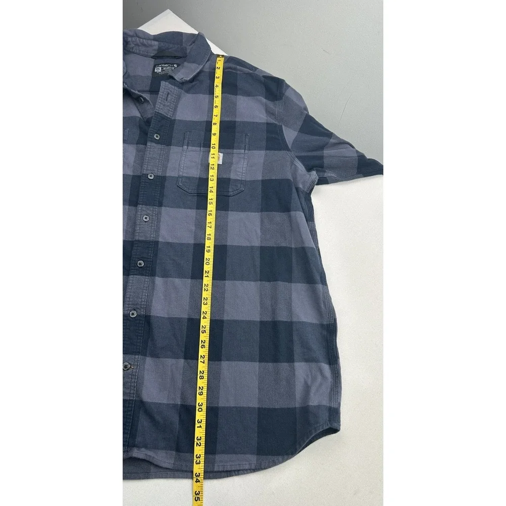 Carhartt Flannel Shirt Men's 2XLT Blue Plaid Relaxed Fit Pockets Button TW4448-M